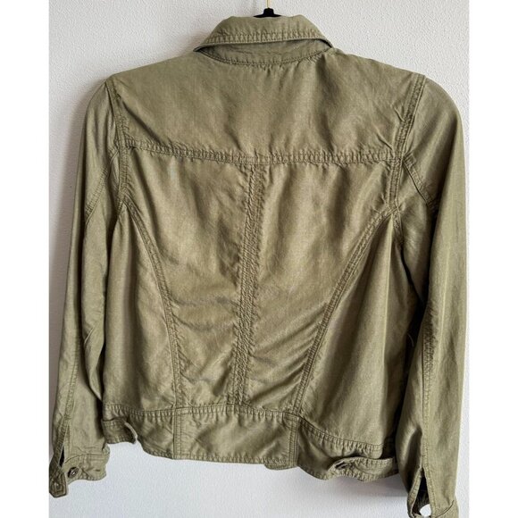 Tahari Womens Olive Green Button Up Lyocell Jacket Small Lightweight Casual - Picture 2 of 13